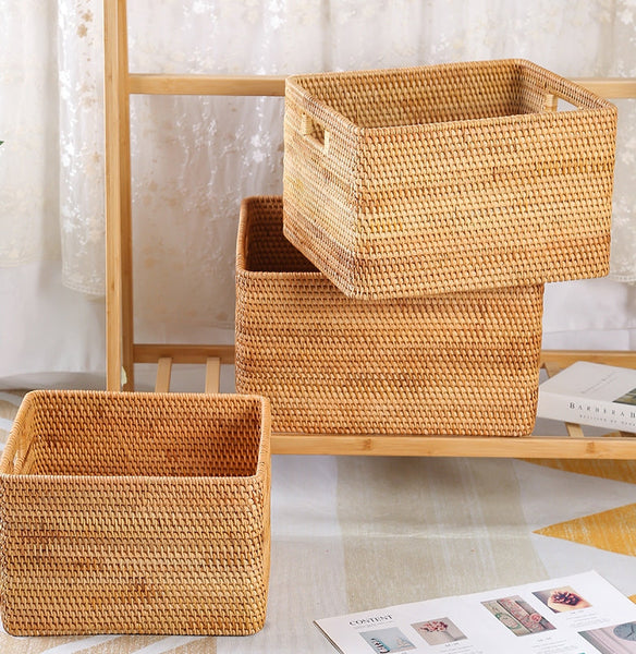 Large Storage Basket for Living Room, Kitchen Storage Baskets, Woven Storage Basket for Shelves, Rattan Storage Baskets for Toys-Silvia Home Craft