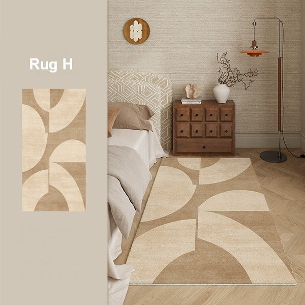 Unique Geometric Modern Rugs under Dining Room Table, Brown Modern Carpets for Office, Abstract Modern Rugs for Living Room, Contemporary Modern Rugs Next to Bed-Silvia Home Craft