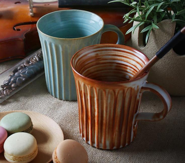 Large Capacity Coffee Cup, Cappuccino Coffee Mug, Handmade Pottery Coffee Cup, Large Tea Cup-Silvia Home Craft