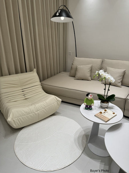 Soft Modern Rugs for Dining Room, Abstract Contemporary Round Rugs for Dining Room, Geometric Modern Rug Ideas for Living Room, Circular Modern Rugs for Bathroom-Silvia Home Craft