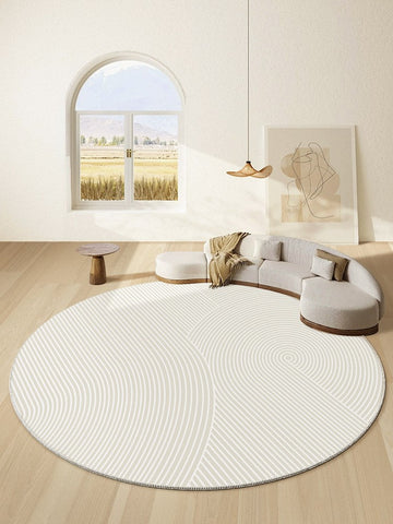 Abstract Contemporary Round Rugs for Dining Room, Soft Modern Rugs for Dining Room, Geometric Modern Rug Ideas for Living Room, Circular Modern Rugs for Bathroom-Silvia Home Craft