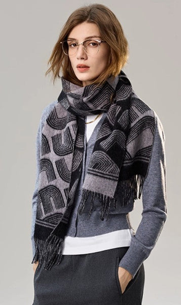 Soft Cashmere Scarf for Women, Cold Weather Scarf, Fashion Designer Scarf, Elegant Scarf, Holiday Women Scarf, Modern Wool Scarf, Warm Winter Scarf-Silvia Home Craft