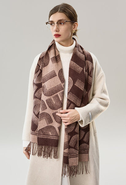 Cold Weather Scarf, Fashion Designer Scarf, Elegant Scarf, Holiday Women Scarf, Modern Wool Scarf, Warm Winter Scarf, Soft Cashmere Scarf for Women-Silvia Home Craft