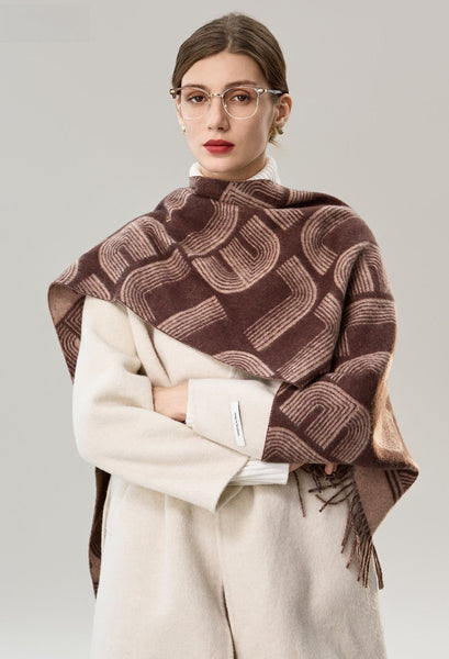 Cold Weather Scarf, Fashion Designer Scarf, Elegant Scarf, Holiday Women Scarf, Modern Wool Scarf, Warm Winter Scarf, Soft Cashmere Scarf for Women-Silvia Home Craft