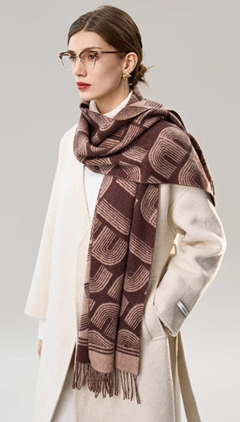 Cold Weather Scarf, Fashion Designer Scarf, Elegant Scarf, Holiday Women Scarf, Modern Wool Scarf, Warm Winter Scarf, Soft Cashmere Scarf for Women-Silvia Home Craft