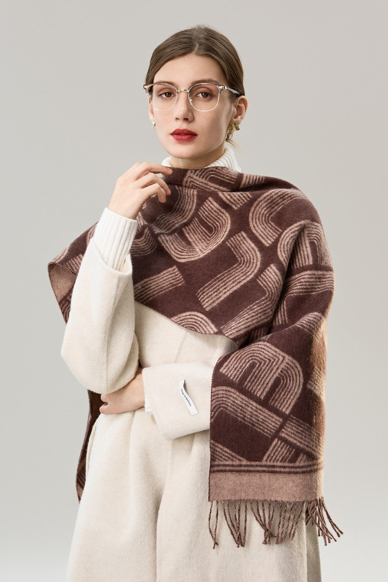 Cold Weather Scarf, Fashion Designer Scarf, Elegant Scarf, Holiday Women Scarf, Modern Wool Scarf, Warm Winter Scarf, Soft Cashmere Scarf for Women-Silvia Home Craft