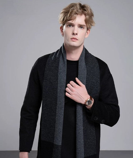 Formal Men Scarf Styles, Business Wool Scarf for Gentleman, Men's Winter Scarf, Thick Wool Scarf for Men, Modern Casual Scarf Men, Men's Wool Scarf Winter-Silvia Home Craft