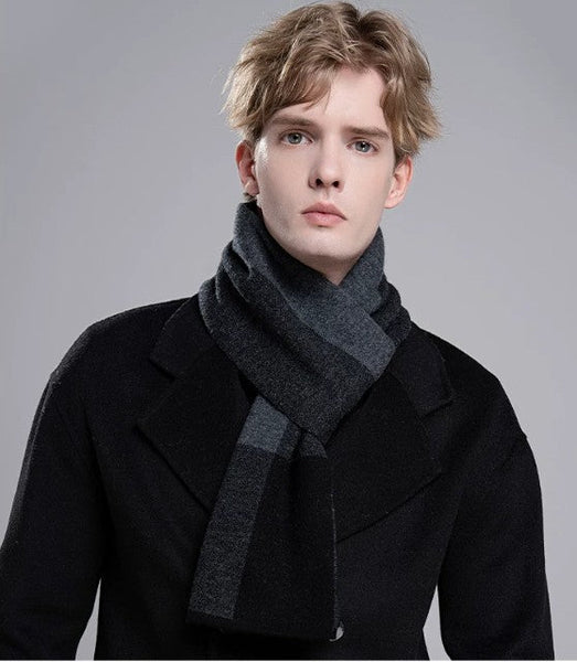 Formal Men Scarf Styles, Business Wool Scarf for Gentleman, Men's Winter Scarf, Thick Wool Scarf for Men, Modern Casual Scarf Men, Men's Wool Scarf Winter-Silvia Home Craft