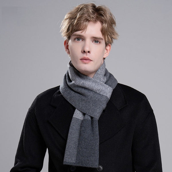 Business Wool Scarf for Gentleman, Men's Winter Scarf, Formal Men Scarf Styles, Thick Wool Scarf for Men, Modern Casual Scarf Men, Men's Wool Scarf Winter-Silvia Home Craft
