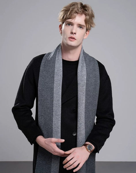 Business Wool Scarf for Gentleman, Men's Winter Scarf, Formal Men Scarf Styles, Thick Wool Scarf for Men, Modern Casual Scarf Men, Men's Wool Scarf Winter-Silvia Home Craft