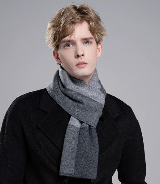 Business Wool Scarf for Gentleman, Men's Winter Scarf, Formal Men Scarf Styles, Thick Wool Scarf for Men, Modern Casual Scarf Men, Men's Wool Scarf Winter-Silvia Home Craft