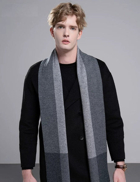 Business Wool Scarf for Gentleman, Men's Winter Scarf, Formal Men Scarf Styles, Thick Wool Scarf for Men, Modern Casual Scarf Men, Men's Wool Scarf Winter-Silvia Home Craft