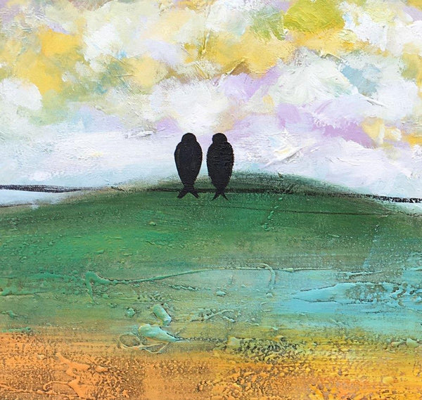 Abstract Canvas Painting, Wall Art Painting, Canvas Painting for Living Room, Wedding Gift, Love Birds Painting, Acrylic Abstract Painting-Silvia Home Craft