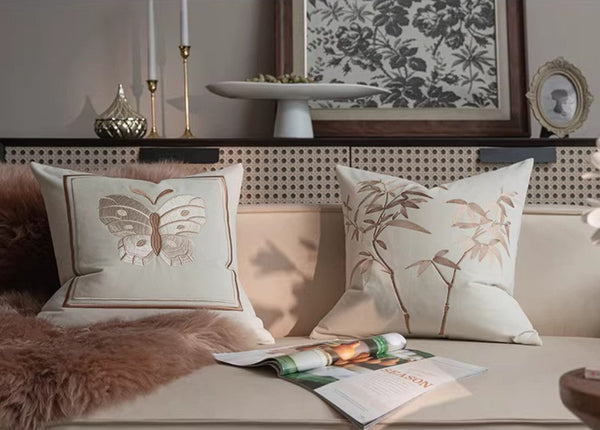 Decorative Pillow Arrangement Ideas for Couch, Modern Decorative Pillows for Bedroom, Embroidered Butterfly Pillow Covers, Large Decorative Throw Pillows for Living Room-Silvia Home Craft