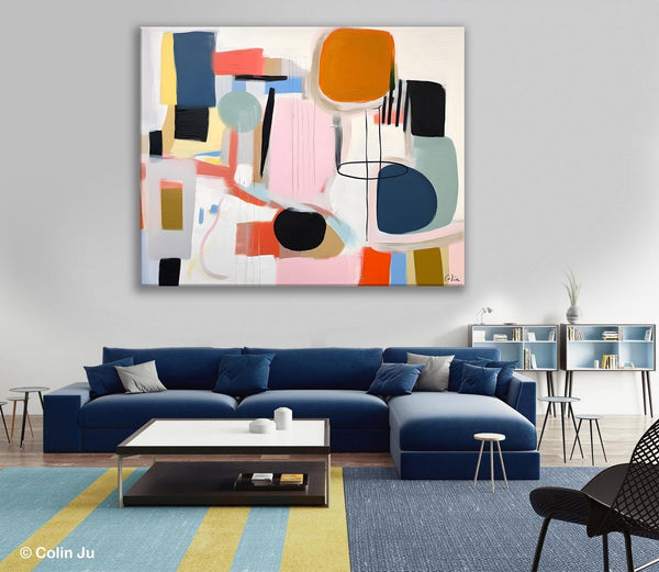 Abstract Canvas Paintings, Extra Large Canvas Painting for Living Room, Original Acrylic Wall Art, Oversized Contemporary Acrylic Paintings-Silvia Home Craft