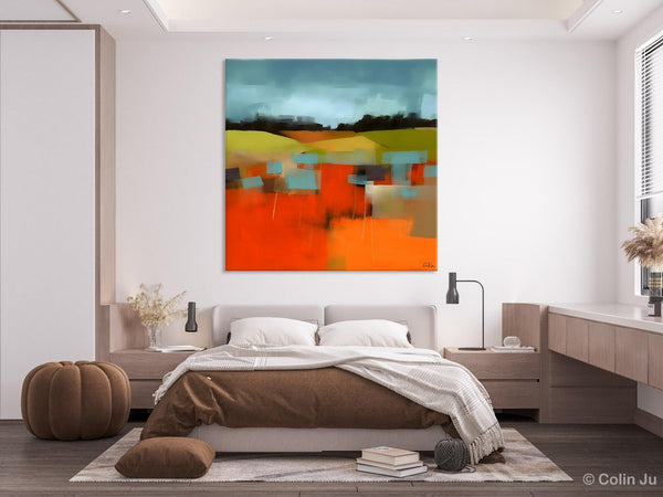 Original Landscape Wall Art Paintings, Oversized Modern Canvas Paintings, Modern Acrylic Artwork, Large Abstract Painting for Dining Room-Silvia Home Craft