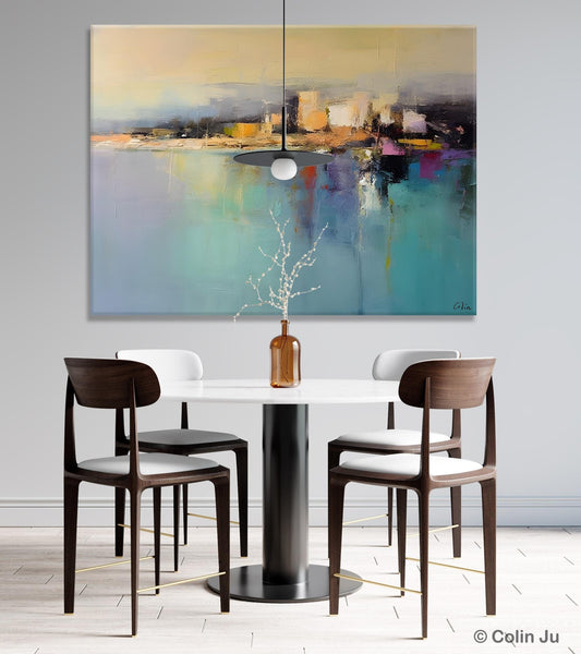 Abstract Landscape Paintings, Palette Knife Canvas Art, Extra Large Canvas Painting for Dining Room, Original Canvas Wall Art Paintings-Silvia Home Craft