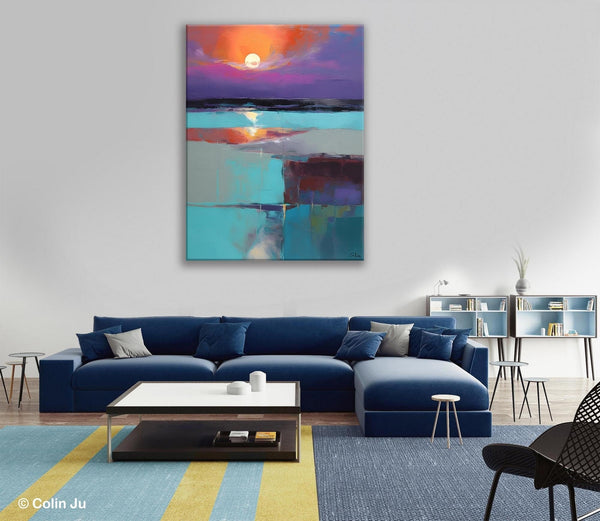 Extra Large Painting on Canvas, Oversized Contemporary Acrylic Painting, Extra Large Canvas Painting for Bedroom, Original Abstract Painting-Silvia Home Craft