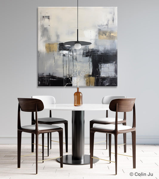 Modern Acrylic Artwork, Contemporary Canvas Artwork, Original Modern Wall Art, Black Canvas Paintings, Large Abstract Painting for Bedroom-Silvia Home Craft