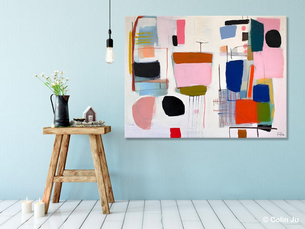 Contemporary Acrylic Painting on Canvas, Original Canvas Art, Large Wall Art Painting for Bedroom, Oversized Modern Abstract Wall Paintings-Silvia Home Craft