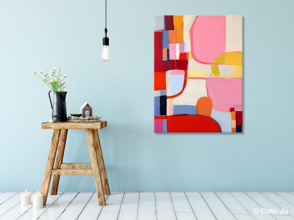 Original Canvas Artwork, Contemporary Acrylic Painting on Canvas, Large Painting for Dining Room, Simple Abstract Art, Wall Art Paintings-Silvia Home Craft
