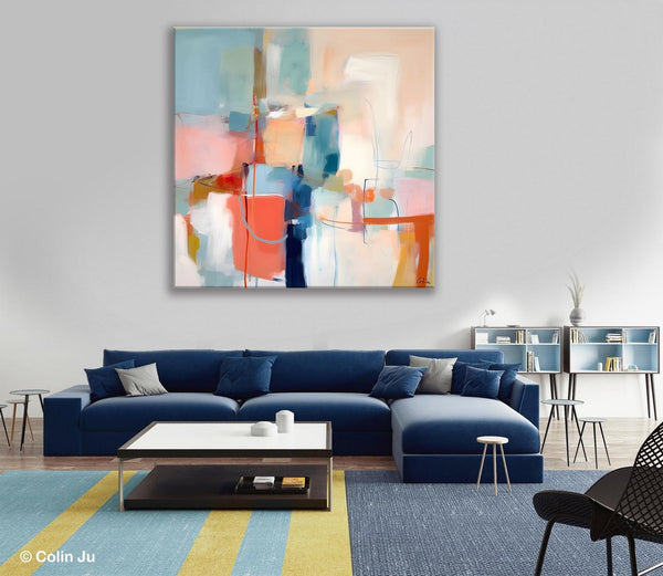 Canvas Paintings, Large Abstract Art for Bedroom, Simple Modern Acrylic Artwork, Modern Original Abstract Wall Art, Contemporary Canvas Art-Silvia Home Craft