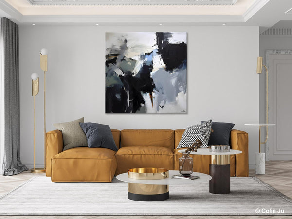 Extra Large Abstract Paintings for Dining Room, Black Modern Art Paintings, Original Modern Acrylic Artwork, Abstract Wall Art for Bedroom-Silvia Home Craft