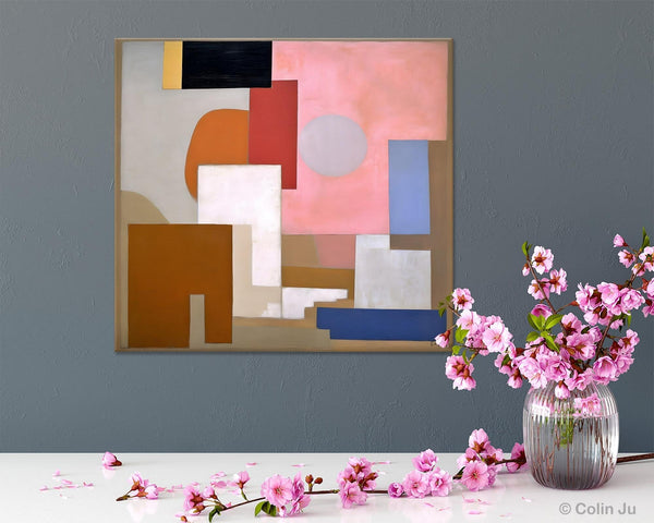 Extra Large Canvas Paintings for Living Room, Original Modern Abstract Artwork, Geometric Modern Canvas Art, Abstract Wall Art for Sale-Silvia Home Craft