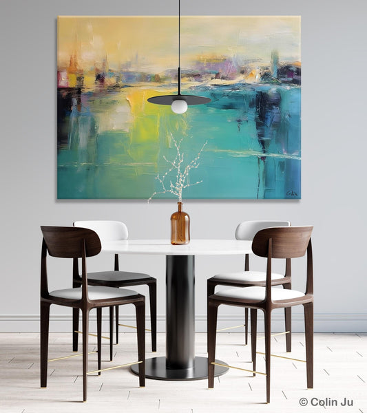 Original Canvas Artwork, Contemporary Acrylic Painting on Canvas, Large Painting for Dining Room, Simple Abstract Art, Wall Art Paintings-Silvia Home Craft