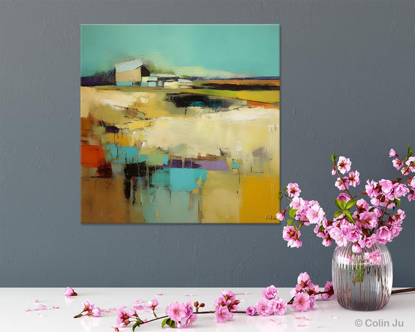 Large Landscape Canvas Paintings, Hand Painted Canvas Art, Landscape Acrylic Art, Original Abstract Art, Landscape Paintings for Living Room-Silvia Home Craft
