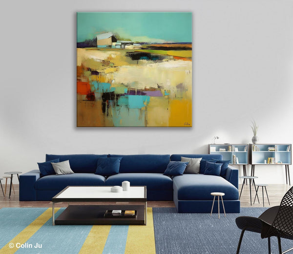 Large Landscape Canvas Paintings, Hand Painted Canvas Art, Landscape Acrylic Art, Original Abstract Art, Landscape Paintings for Living Room-Silvia Home Craft
