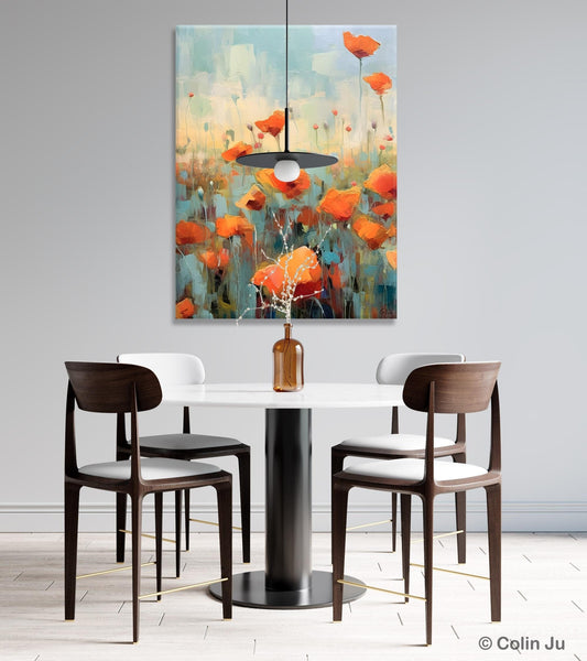 Flower Canvas Paintings, Flower Field Painting, Large Original Landscape Painting for Bedroom, Acrylic Paintings on Canvas, Hand Painted Art-Silvia Home Craft