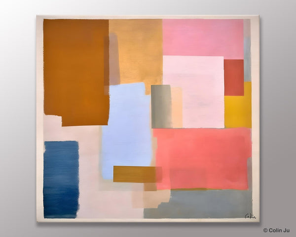 Original Abstract Art, Canvas Paintings for Sale, Large Modern Wall Art for Bedroom, Geometric Modern Acrylic Art, Contemporary Canvas Art-Silvia Home Craft