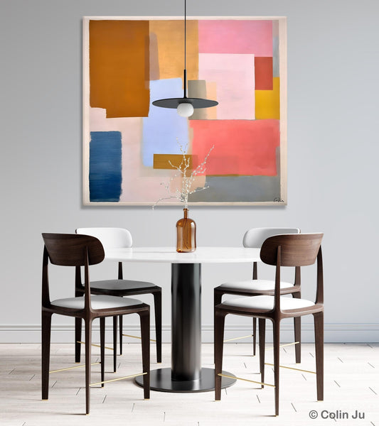 Original Abstract Art, Canvas Paintings for Sale, Large Modern Wall Art for Bedroom, Geometric Modern Acrylic Art, Contemporary Canvas Art-Silvia Home Craft