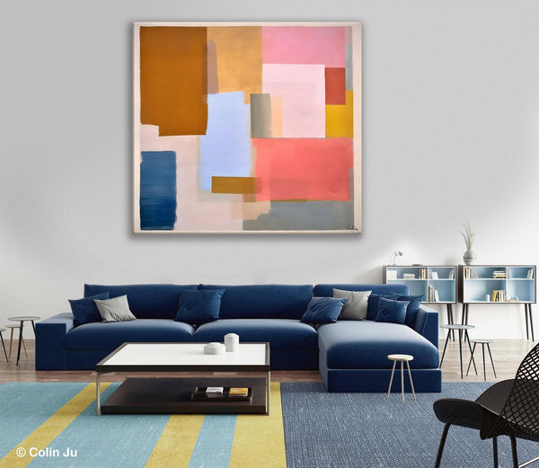 Original Abstract Art, Canvas Paintings for Sale, Large Modern Wall Art for Bedroom, Geometric Modern Acrylic Art, Contemporary Canvas Art-Silvia Home Craft