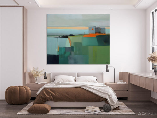Large Original Canvas Wall Art, Contemporary Landscape Paintings, Extra Large Acrylic Painting for Dining Room, Abstract Painting on Canvas-Silvia Home Craft