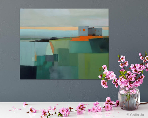 Large Original Canvas Wall Art, Contemporary Landscape Paintings, Extra Large Acrylic Painting for Dining Room, Abstract Painting on Canvas-Silvia Home Craft