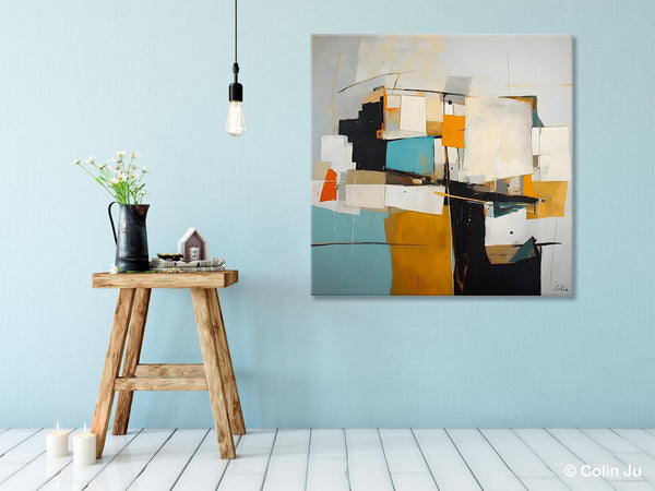 Geometric Original Canvas Wall Art, Contemporary Acrylic Artwork, Hand Painted Canvas Art, Modern Abstract Artwork, Large Abstract Paintings-Silvia Home Craft