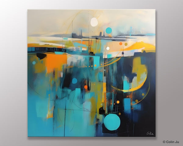 Extra Large Abstract Painting for Living Room, Acrylic Canvas Paintings, Original Modern Wall Art, Oversized Contemporary Acrylic Paintings-Silvia Home Craft