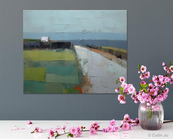 Heavy Texture Canvas Art, Abstract Landscape Paintings, Extra Large Canvas Painting for Living Room, Large Original Abstract Wall Art-Silvia Home Craft