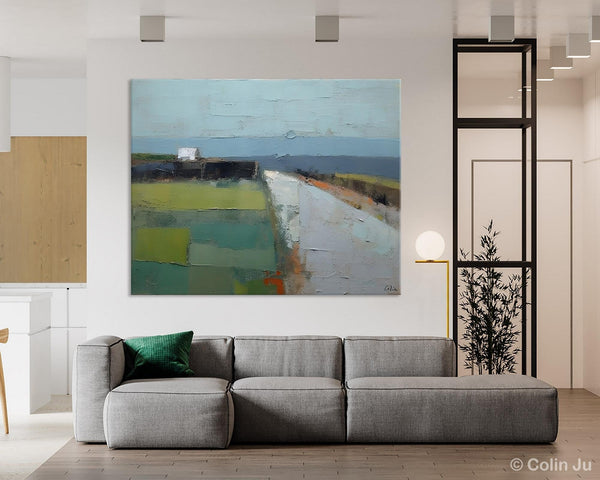 Heavy Texture Canvas Art, Abstract Landscape Paintings, Extra Large Canvas Painting for Living Room, Large Original Abstract Wall Art-Silvia Home Craft