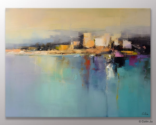 Abstract Landscape Paintings, Palette Knife Canvas Art, Extra Large Canvas Painting for Dining Room, Original Canvas Wall Art Paintings-Silvia Home Craft