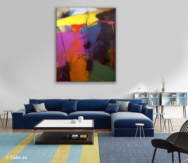 Extra Large Abstract Painting for Dining Room, Large Original Abstract Wall Art, Contemporary Acrylic Paintings, Abstract Painting on Canvas-Silvia Home Craft