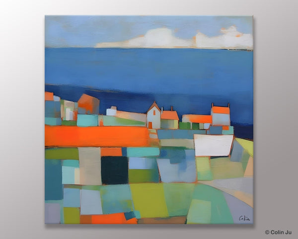 Landscape Canvas Paintings, Original Abstract Wall Art Paintings, Modern Wall Art Painting for Living Room, Acrylic Painting on Canvas-Silvia Home Craft