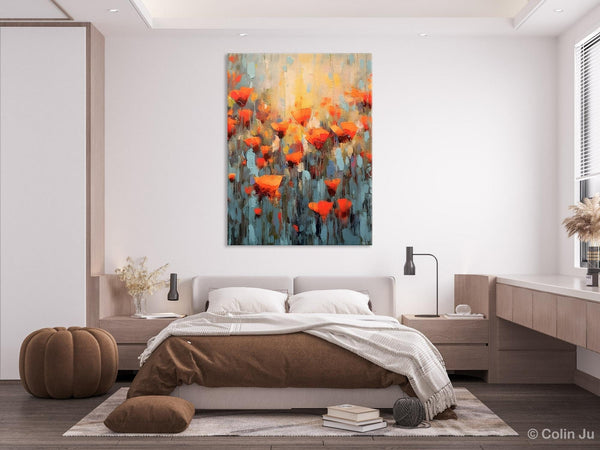 Flower Abstract Painting, Heavy Texture Wall Art, Acrylic Painting on Canvas, Canvas Painting Ideas for Dining Room, Original Abstract Art-Silvia Home Craft