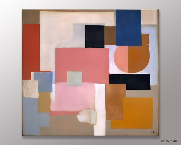 Geometric Abstract Art, Original Abstract Wall Art, Contemporary Acrylic Paintings, Hand Painted Canvas Art, Large Abstract Art for Bedroom-Silvia Home Craft