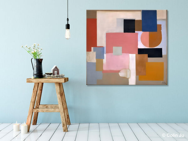 Geometric Abstract Art, Original Abstract Wall Art, Contemporary Acrylic Paintings, Hand Painted Canvas Art, Large Abstract Art for Bedroom-Silvia Home Craft