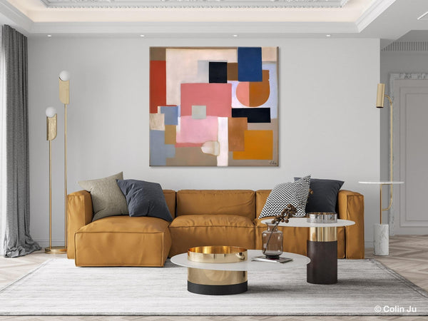 Geometric Abstract Art, Original Abstract Wall Art, Contemporary Acrylic Paintings, Hand Painted Canvas Art, Large Abstract Art for Bedroom-Silvia Home Craft