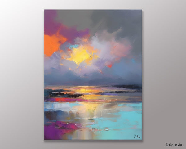 Landscape Painting on Canvas, Abstract Paintings for Bedroom, Contemporary Wall Art Paintings, Extra Large Original Art, Buy Wall Art Online-Silvia Home Craft