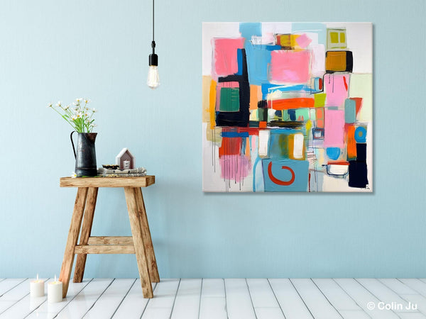 Contemporary Canvas Art, Original Modern Wall Art, Modern Canvas Paintings, Modern Acrylic Artwork, Large Abstract Painting for Dining Room-Silvia Home Craft